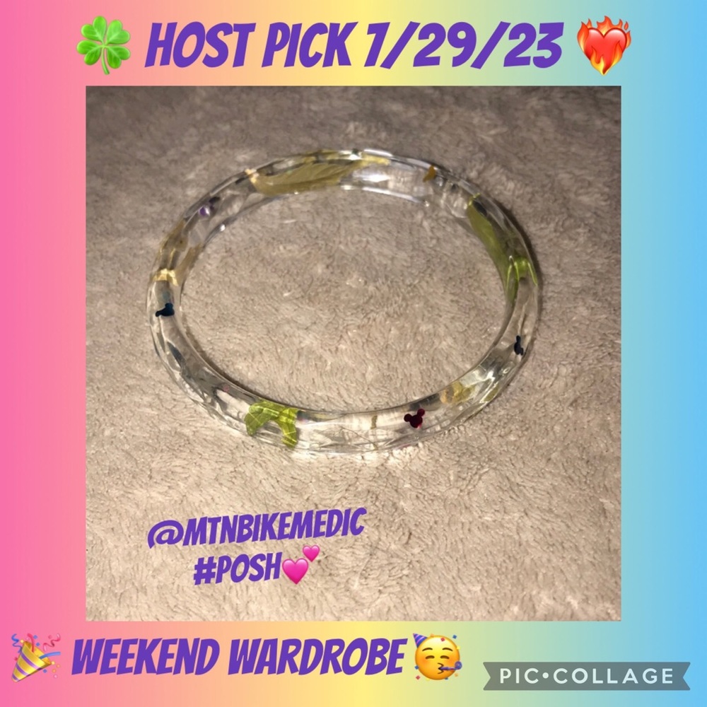 Custom epoxy bracelet with wishes glitter ✨ Mickey heads and leaves